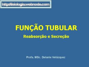 FUNO TUBULAR Reabsoro e Secreo Profa MSc Delanie