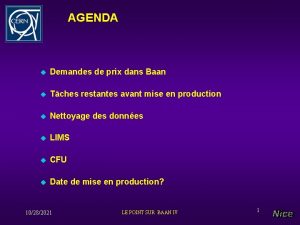 AGENDA u Demandes de prix dans Baan u