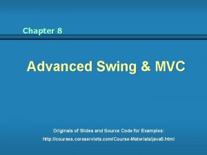 Chapter 8 Advanced Swing MVC Originals of Slides