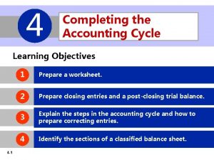 4 Completing the Accounting Cycle Learning Objectives 4