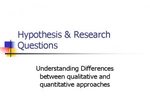 Hypothesis Research Questions Understanding Differences between qualitative and