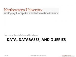 Managing Data in Relational Databases DATA DATABASES AND