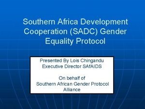Southern Africa Development Cooperation SADC Gender Equality Protocol