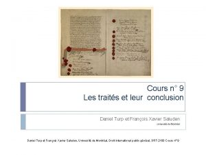 Cours n 9 Les traits et leur conclusion