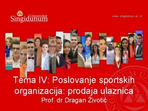 www singidunum ac rs Tema IV Poslovanje sportskih