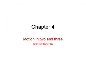 Chapter 4 Motion in two and three dimensions