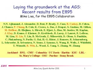 Laying the groundwork at the AGS Recent results