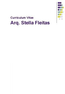Curriculum Vitae Arq Stella Fleitas Datos Personales Datos
