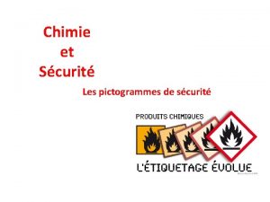 Chimie et Scurit Les pictogrammes de scurit PRODUITS