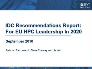 IDC Recommendations Report For EU HPC Leadership In