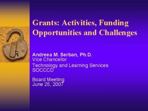 Grants Activities Funding Opportunities and Challenges Andreea M