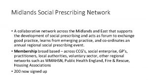 Midlands Social Prescribing Network A collaborative network across