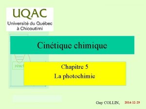 nergie Cintique chimique ractifs produits temps Chapitre 5