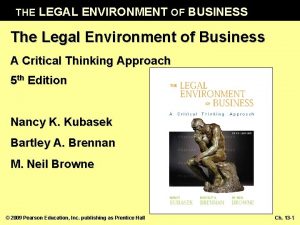 THE LEGAL ENVIRONMENT OF BUSINESS The Legal Environment