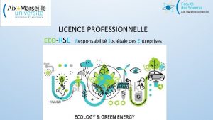 LICENCE PROFESSIONNELLE ECORSE Responsabilit Socitale des Entreprises LICENCE