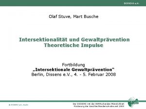 DISSENS e V Olaf Stuve Mart Busche Intersektionalitt