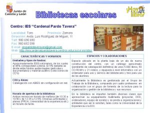 Centro IES Cardenal Pardo Tavera Localidad Toro Provincia