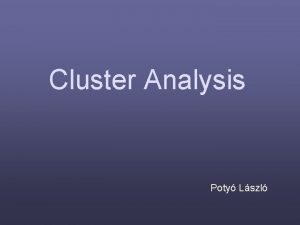 Cluster Analysis Poty Lszl What is Cluster Analysis