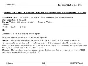 March 2015 doc IEEE 802 15 15 0112