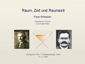 Raum Zeit und Raumzeit Franz Embacher Fakultt fr
