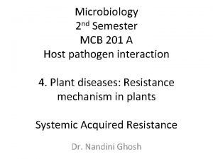 Microbiology 2 nd Semester MCB 201 A Host