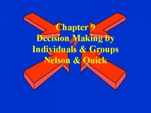 Chapter 9 Decision Making by Individuals Groups Nelson