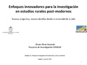 Enfoques innovadores para la investigacin en estudios rurales