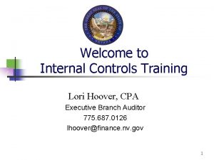 Welcome to Internal Controls Training Lori Hoover CPA