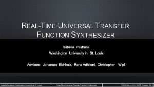 REALTIME UNIVERSAL TRANSFER FUNCTION SYNTHESIZER IZABELLA PASTRANA WASHINGTON