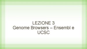 LEZIONE 3 Genome Browsers Ensembl e UCSC Come