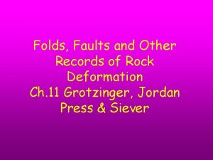 Folds Faults and Other Records of Rock Deformation