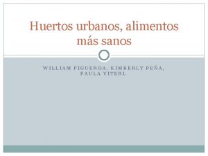 Huertos urbanos alimentos ms sanos WILLIAM FIGUEROA KIMBERLY