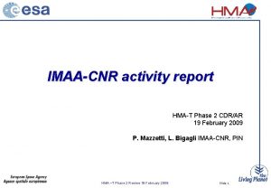 IMAACNR activity report HMAT Phase 2 CDRAR 19