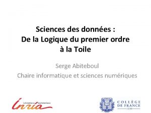 Sciences donnes De la Logique du premier ordre