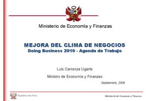 Ministerio de Economa y Finanzas MEJORA DEL CLIMA