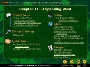 Chapter 11 Expanding West Section Notes Trails to