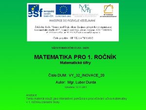 NZEV TEMATICKHO CELKU SADY MATEMATIKA PRO 1 RONK