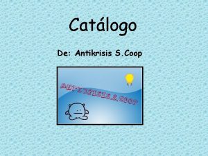 Catlogo De Antikrisis S Coop LOMO Este unos