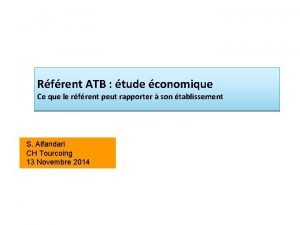 Rfrent ATB tude conomique Ce que le rfrent