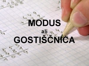 MODUS ali GOSTINICA MODUS ali GOSTINICA JE PODATEK