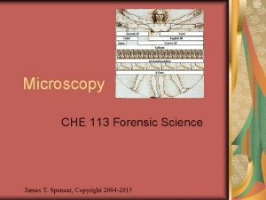 Microscopy CHE 113 Forensic Science James T Spencer