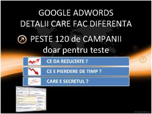 GOOGLE ADWORDS DETALII CARE FAC DIFERENTA PESTE 120