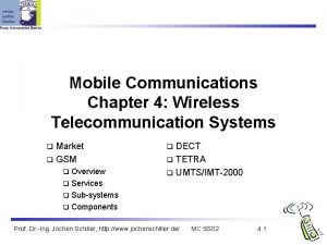 Mobile Communications Chapter 4 Wireless Telecommunication Systems Market