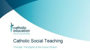 Catholic Social Teaching Principle The Dignity of the