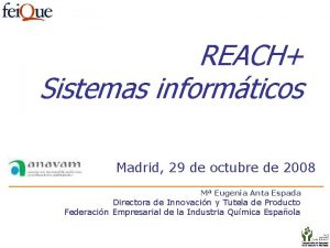 REACH Sistemas informticos Madrid 29 de octubre de
