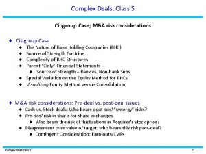 Complex Deals Class 5 Citigroup Case MA risk