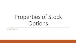 Properties of Stock Options CHAPTER 10 Notation c