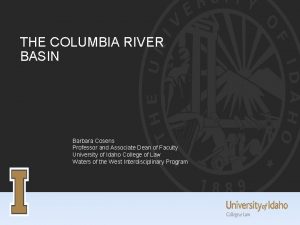 THE COLUMBIA RIVER BASIN Barbara Cosens Professor and