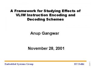 A Framework for Studying Effects of VLIW Instruction