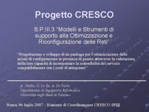 Progetto CRESCO S P III 3 Modelli e